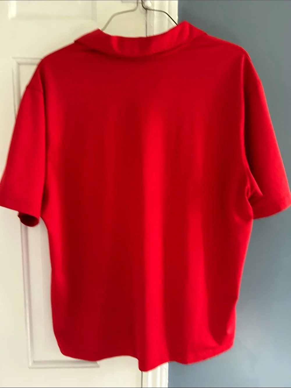 Nike Men's Red Polo with Silver Swoosh